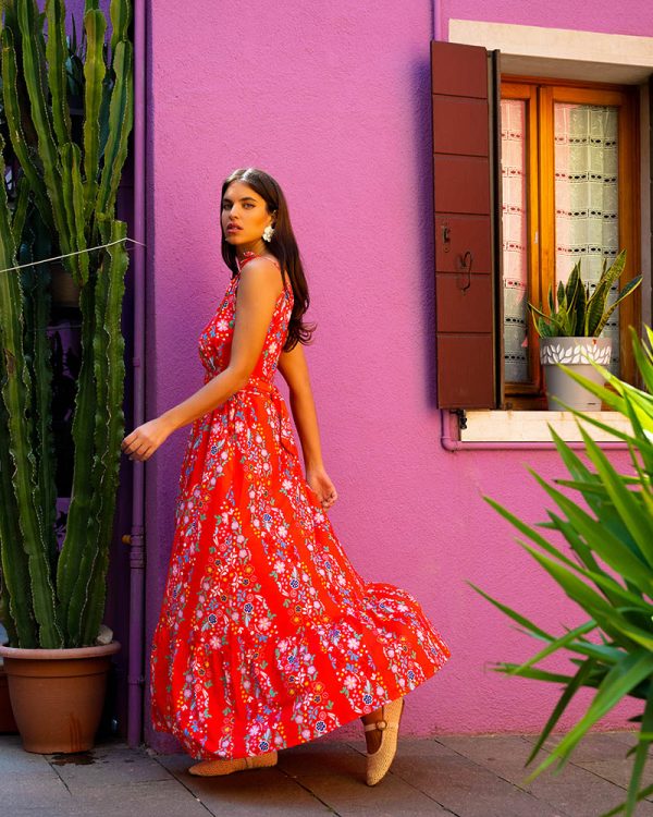 Milly Maxi Dress Red Mexican SOBOHEMIAN