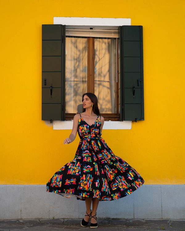 Zeta Dress Black Paintings SOBOHEMIAN