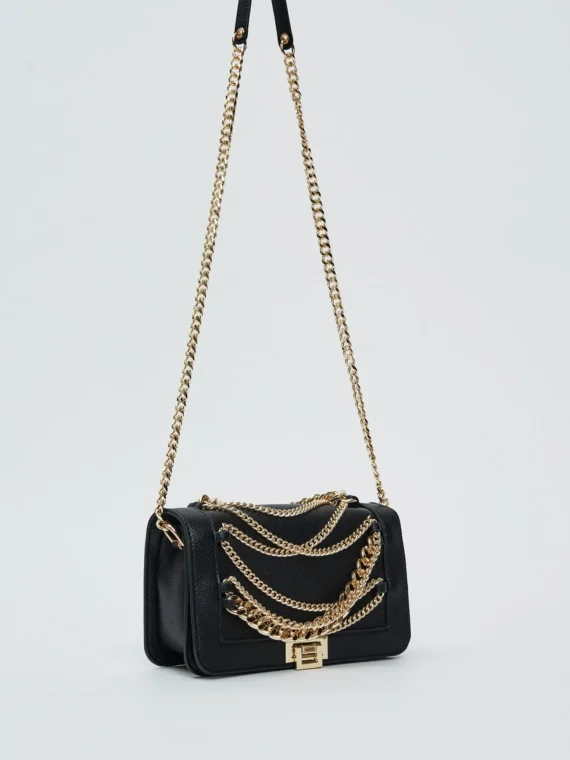 Μαύρη τσάντα χιαστί με καπάκι BY DENNY ROSE