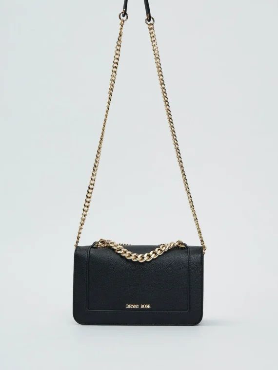 Μαύρη τσάντα χιαστί με καπάκι BY DENNY ROSE