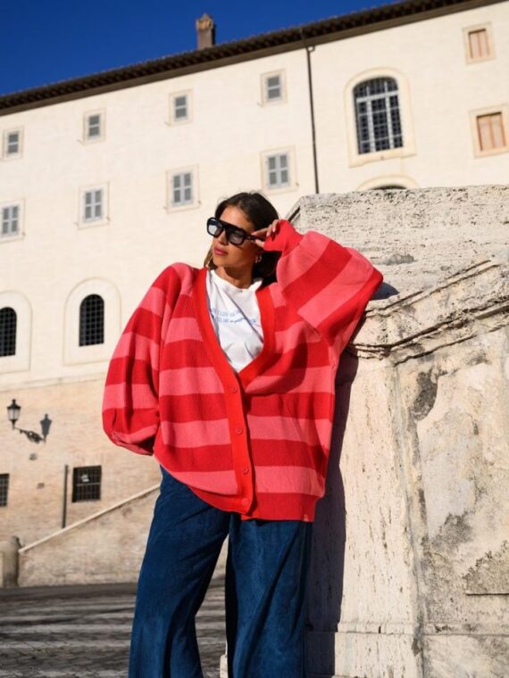 Jays Cardigan (Red & Pink Coral) BY SOBOHEMIAN