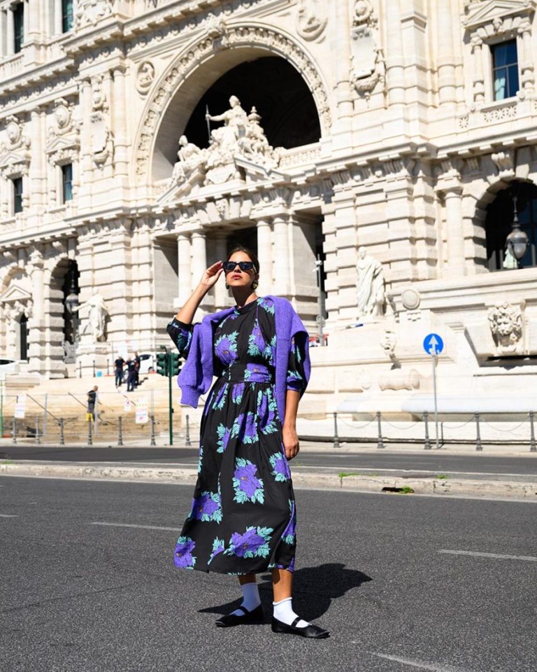 Maya Dress (violet blossom) BY SOBOHEMIAN