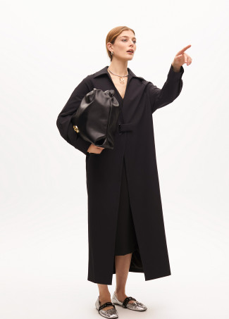 παλτό από τεχνικό ύφασμα με ζώνη BLUE NAVY BY LOLA CASADEMUNT