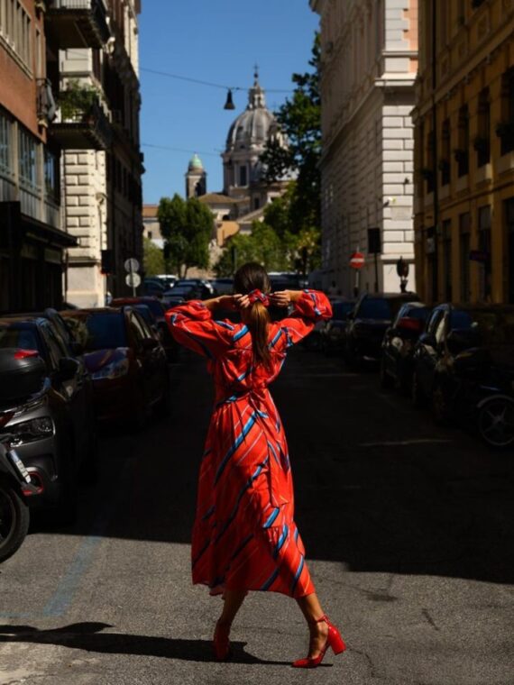 Harris Maxi Dress (Red with Stripes) BY SOBOHEMIAN
