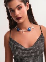Blue Hearts & Baroque Crosses – Κολιέ με αιματίτη, κεραμικές καρδιές & baroque σταυρούς BY FUNK DA QUEEN