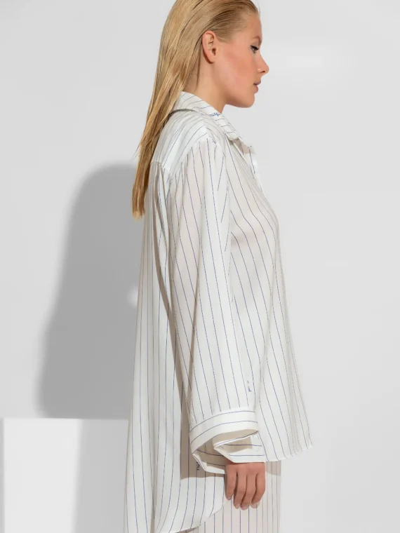 Ριγέ πουκάμισο με σατέν σχέδιο και print BY C-THROU