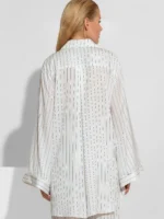 Ριγέ πουκάμισο με σατέν σχέδιο και print BY C-THROU