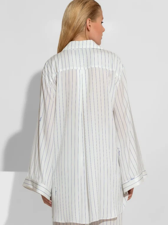 Ριγέ πουκάμισο με σατέν σχέδιο και print BY C-THROU