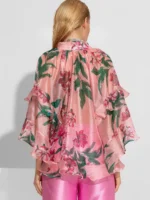 Πουκάμισο οργάντζα με βολάν και λουλούδια BY C-THROU