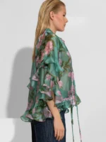 Πουκάμισο από οργάντζα με βολάν και λουλούδια BY C-THROU