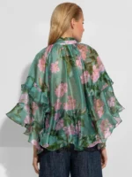 Πουκάμισο από οργάντζα με βολάν και λουλούδια BY C-THROU