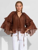 Διαφανής μπλούζα Tencel με βολάν BY C-THROU