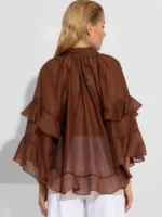 Διαφανής μπλούζα Tencel με βολάν BY C-THROU