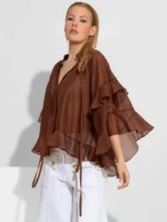 Διαφανής μπλούζα Tencel με βολάν BY C-THROU