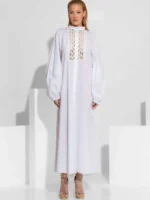 Μάξι φόρεμα-πουκάμισο από βαμβάκι με δαντέλα μπροστά BY C-THROU