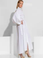 Μάξι φόρεμα-πουκάμισο από βαμβάκι με δαντέλα μπροστά BY C-THROU