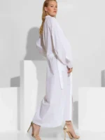 Μάξι φόρεμα-πουκάμισο από βαμβάκι με δαντέλα μπροστά BY C-THROU