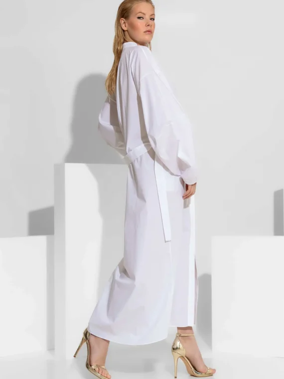 Μάξι φόρεμα-πουκάμισο από βαμβάκι με δαντέλα μπροστά BY C-THROU