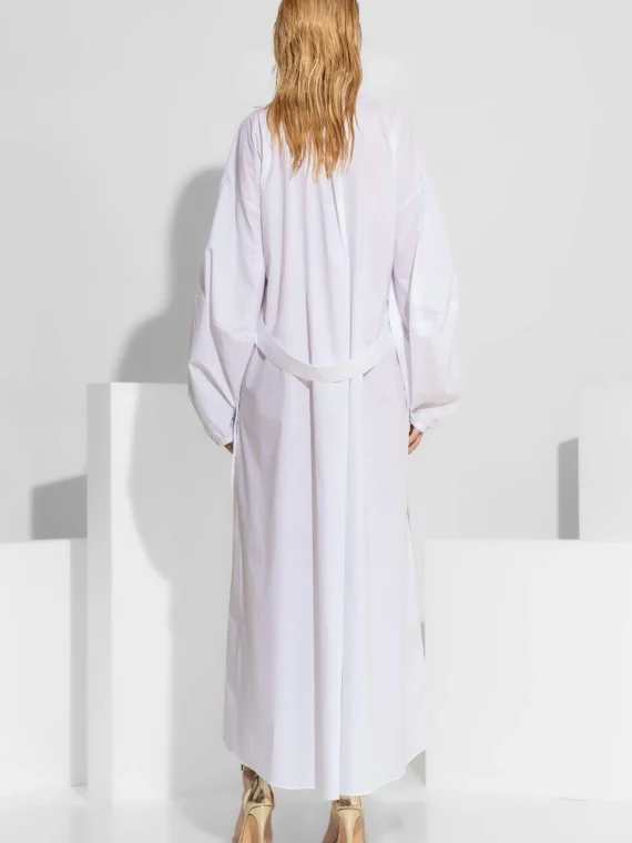 Μάξι φόρεμα-πουκάμισο από βαμβάκι με δαντέλα μπροστά BY C-THROU