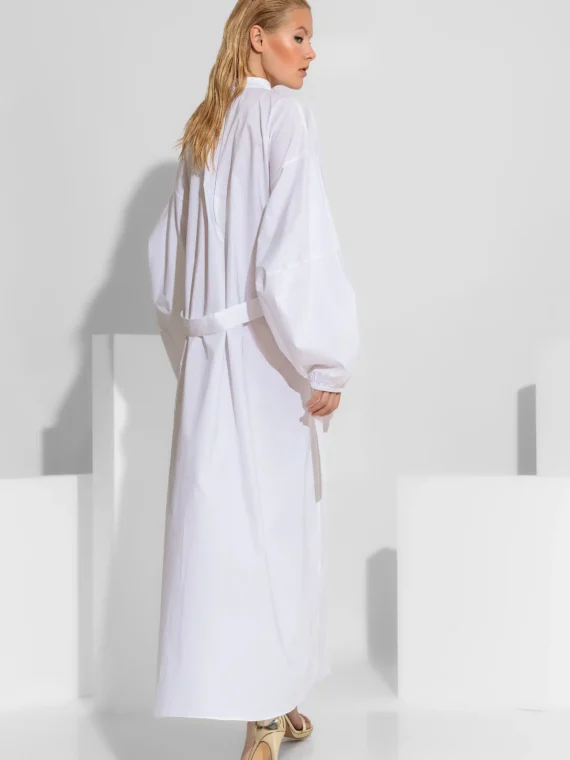 Μάξι φόρεμα-πουκάμισο από βαμβάκι με δαντέλα μπροστά BY C-THROU