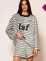 Ριγέ μπλούζα με τύπωμα λογότυπου BY LESS SONDER FEELING