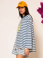 Ριγέ μπλούζα με τύπωμα λογότυπου BY LESS SONDER FEELING