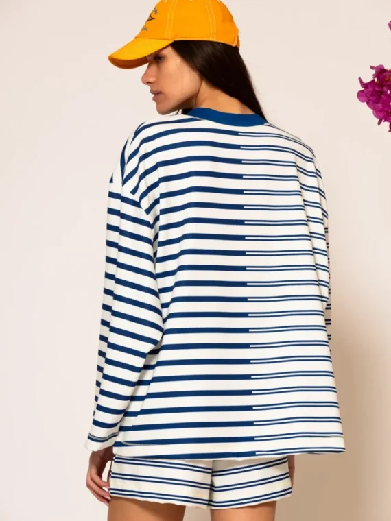 Ριγέ μπλούζα με τύπωμα λογότυπου BY LESS SONDER FEELING