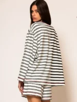 Ριγέ μπλούζα με τύπωμα λογότυπου BY LESS SONDER FEELING