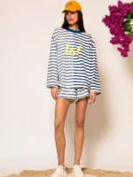 Ριγέ μπλούζα με τύπωμα λογότυπου BY LESS SONDER FEELING