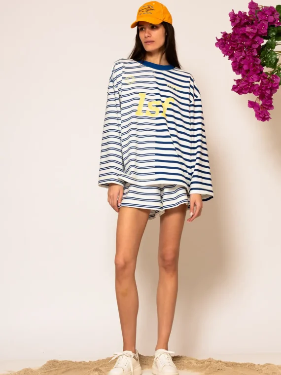 Ριγέ μπλούζα με τύπωμα λογότυπου BY LESS SONDER FEELING