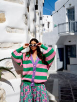 Jays Cardigan (Green & Pink Stripes)  BY SOBOHEMIAN