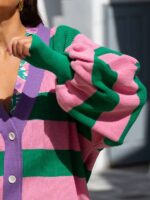 Jays Cardigan (Green & Pink Stripes)  BY SOBOHEMIAN