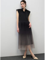 Φόρεμα με γιακά και πλισέ φούστα από τούλι BY LOLA CASADEMUNT