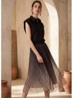 Φόρεμα με γιακά και πλισέ φούστα από τούλι BY LOLA CASADEMUNT