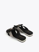 Σανδάλι από ίσιο καμβά με ρίγες και φιόγκο BY LOLA CASADEMUNT