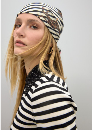 Σατέν Κασκόλ με Ριγέ και Λεοπάρ Τύπωμα BY LOLA CASADEMUNT