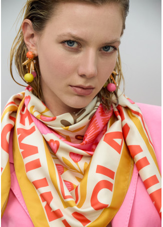 Σατέν κασκόλ με διαφορετικά φλοράλ και τίγρη μοτίβα BY LOLA CASDEMUNT