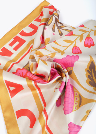 Σατέν κασκόλ με διαφορετικά φλοράλ και τίγρη μοτίβα BY LOLA CASDEMUNT