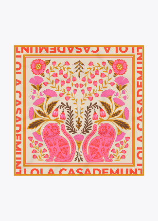 Σατέν κασκόλ με διαφορετικά φλοράλ και τίγρη μοτίβα BY LOLA CASDEMUNT