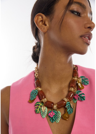 Κολιέ με κοντή αλυσίδα και τροπικά charms BY LOLA CASADEMUNT