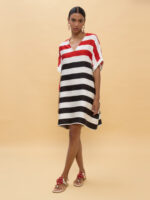 Κοντό τρίχρωμο ριγέ φόρεμα BY LOLA CASADEMUNT