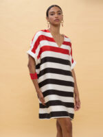 Κοντό τρίχρωμο ριγέ φόρεμα BY LOLA CASADEMUNT