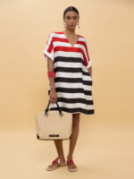 Κοντό τρίχρωμο ριγέ φόρεμα BY LOLA CASADEMUNT