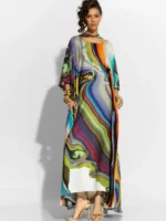 Φόρεμα μάξι με σατέν print και oversized BY C-THROU
