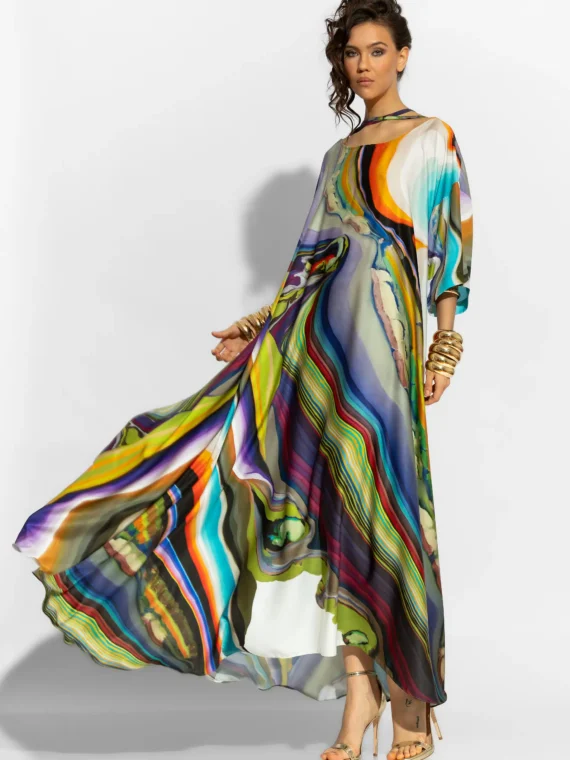 Φόρεμα μάξι με σατέν print και oversized BY C-THROU