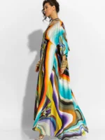 Φόρεμα μάξι με σατέν print και oversized BY C-THROU