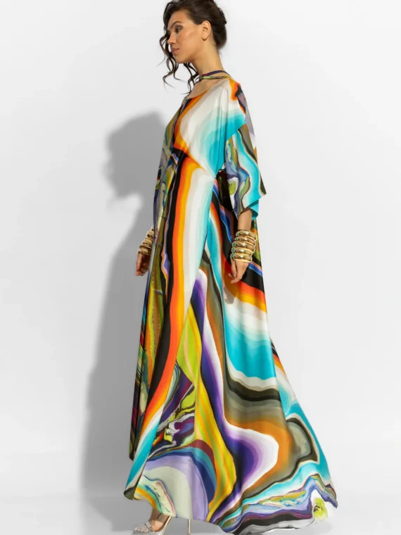 Φόρεμα μάξι με σατέν print και oversized BY C-THROU
