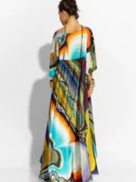 Φόρεμα μάξι με σατέν print και oversized BY C-THROU