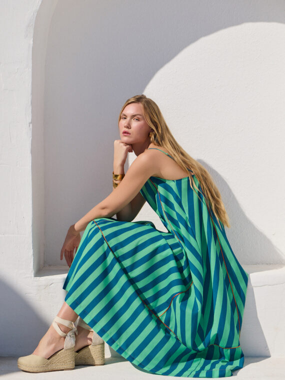 ΦΟΡΕΜΑ MELINA 'BLUE/GREEN STRIPES' BY MAMOUSH