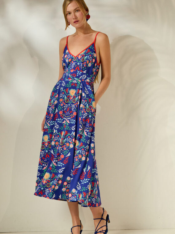ΦΟΡΕΜΑ 'ALIKI' BLUE FLOWERS BY MAMOUSH